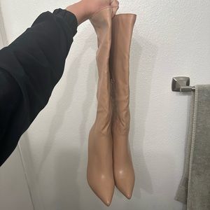 Never worn Miss Lola nude point toe heel boots! Size 7 1/2.